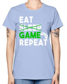 eat sleep game repeat 78# - video games -  Missy T-Shirt