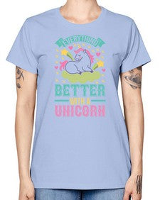 everything better with a unicorn 128# - unicorn -  Missy T-Shirt