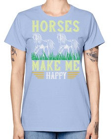horses make me happy Style 40# - horse -  Missy T-Shirt