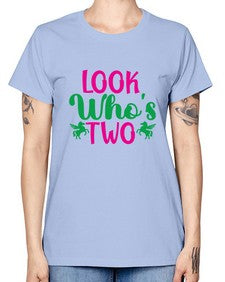 look whos two 268# - unicorn -  Missy T-Shirt