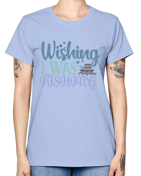 wishing i was fishing 90# - shark-fish -  Missy T-Shirt