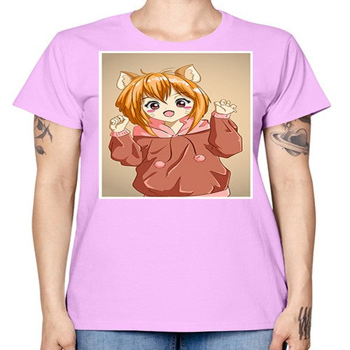 Cute little girl with accessories cat cartoon 170# - anime -  Missy T-Shirt