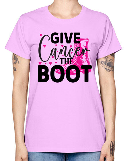 Give Cancer the Boot 24# - breast cancer -  Missy T-Shirt