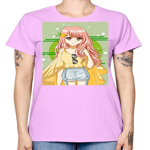 Happy and cute yellow blouse in summer holiday 43# - anime -  Missy T-Shirt