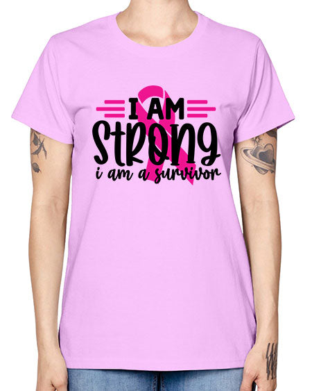 I Am Strong I Am a Survivor 20# - breast cancer -  Missy T-Shirt