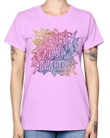 Mandala Teach Love Inspire Rainbow Glitter 762# - mandala -  Missy T-Shirt