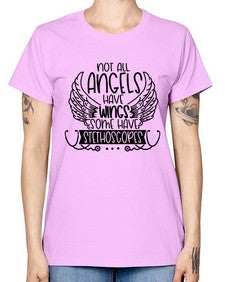 Not All Angels Have Wings Some Have Stethoscopes Style Style 1135# - nurse -  Missy T-Shirt