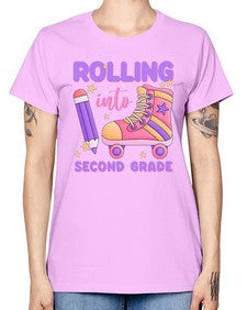 Rolling into second Grade 789# - second grade -  Missy T-Shirt