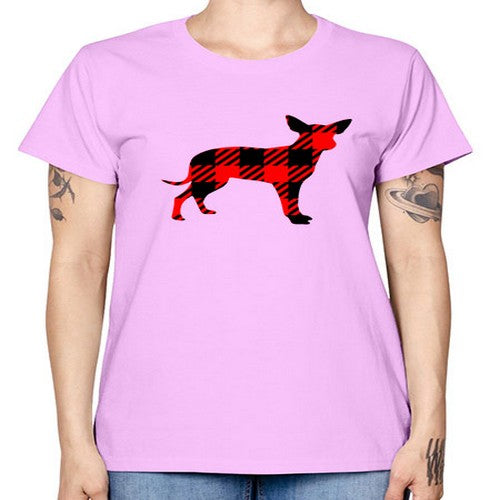 buffalo plaid pointed ear dog 64# - dogs -  Missy T-Shirt