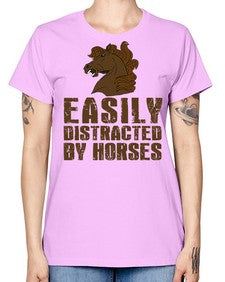 easily distracted by horses - horse -  Missy T-Shirt