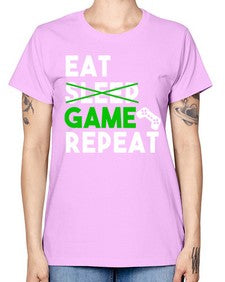 eat sleep game repeat 78# - video games -  Missy T-Shirt