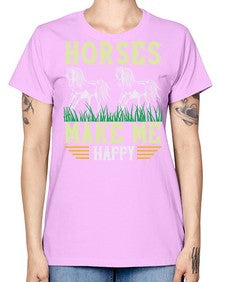 horses make me happy Style 40# - horse -  Missy T-Shirt