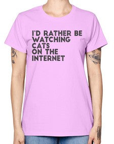 id rather be watching cats on the internet - cats -  Missy T-Shirt