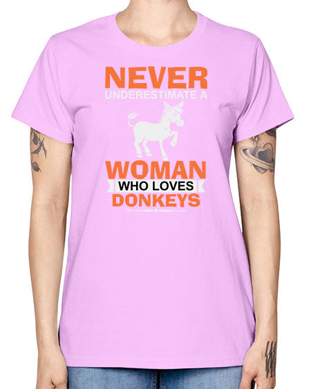never underestimate a woman who loves donkeys Style 1# - donkey -  Missy T-Shirt