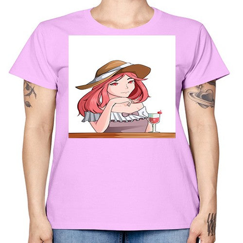 pretty woman with fresh juice in summer 37# - anime -  Missy T-Shirt