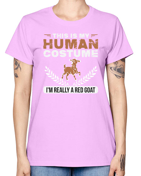 this is my human costume im really a red goat Style 1# - goat -  Missy T-Shirt