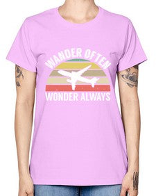 wander often wonder always  47# - airplane -  Missy T-Shirt