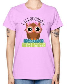 whooos ready for first grade girl 1001# - first grade -  Missy T-Shirt
