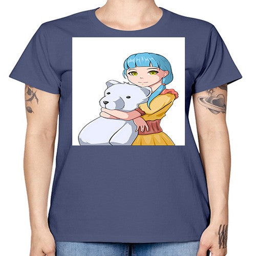 Cute girl with bear doll 26# - anime -  Missy T-Shirt