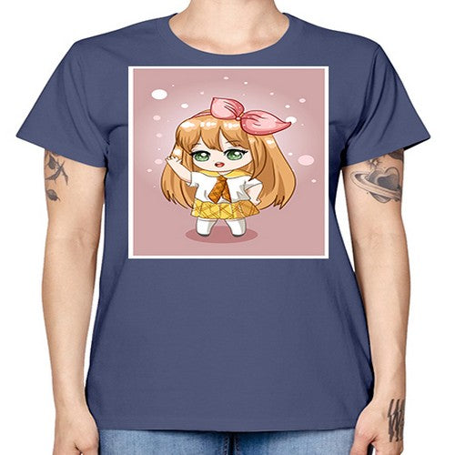 Cute little girl yellow hair wearing uniform 130# - anime -  Missy T-Shirt