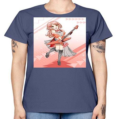 Cute rock star girl with guitar game 17# - anime -  Missy T-Shirt