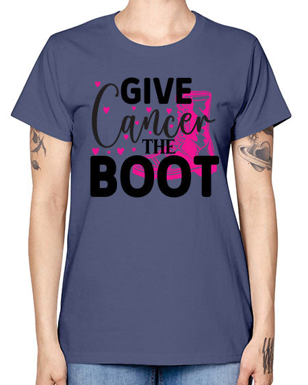 Give Cancer the Boot 24# - breast cancer -  Missy T-Shirt