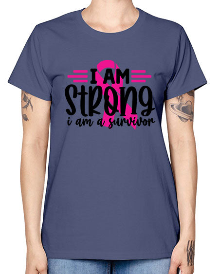 I Am Strong I Am a Survivor 20# - breast cancer -  Missy T-Shirt