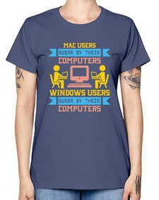 Mac users swear by their computers 25# - computer -  Missy T-Shirt