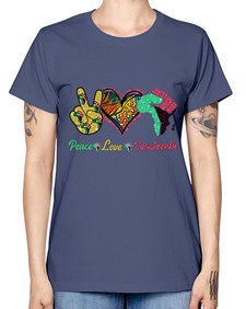 Peace Love Juneteenth Day Fist Png 8# - black juneteenth -  Missy T-Shirt