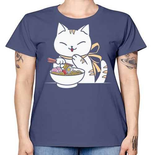 Ramen Cat Kawaii Anime Tee Japanese 280# - anime -  Missy T-Shirt