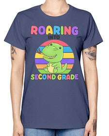 Roaring to second Grade Trex 772# - second grade -  Missy T-Shirt