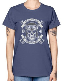 Skull Soldier Time Is Over 1065# - skull and bones -  Missy T-Shirt