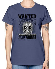 Wanted 1204# - skull and bones -  Missy T-Shirt