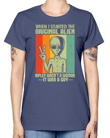 When I started the original alien 45# - ufo -  Missy T-Shirt