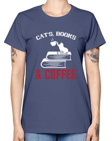 cats book and coffee Style 37# - cats -  Missy T-Shirt