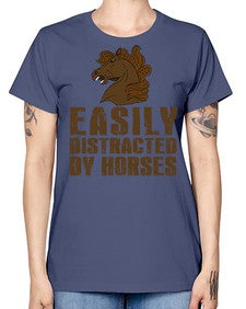 easily distracted by horses - horse -  Missy T-Shirt