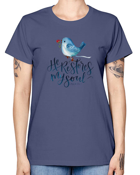 he restores my soul 39# - birds -  Missy T-Shirt