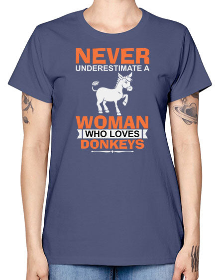 never underestimate a woman who loves donkeys Style 1# - donkey -  Missy T-Shirt