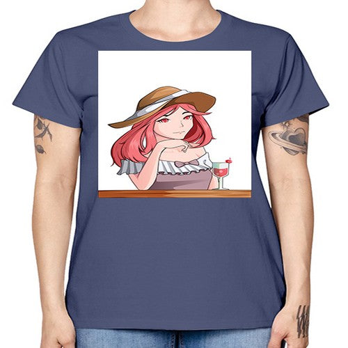 pretty woman with fresh juice in summer 37# - anime -  Missy T-Shirt