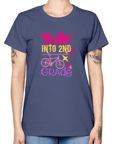 rollin into second grade 783# - second grade -  Missy T-Shirt