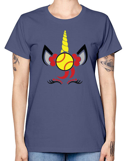 softball unicorn 401# - softball -  Missy T-Shirt