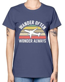 wander often wonder always  47# - airplane -  Missy T-Shirt