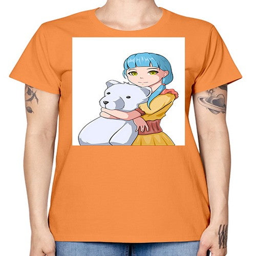 Cute girl with bear doll 26# - anime -  Missy T-Shirt