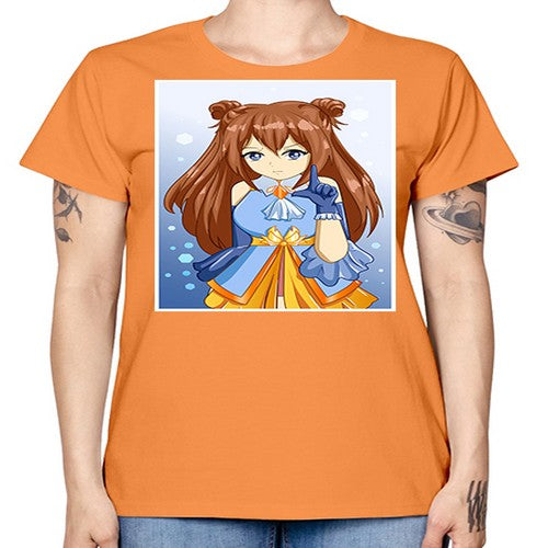 Cute little beautiful girl blue gold clothes cartoon 171# - anime -  Missy T-Shirt
