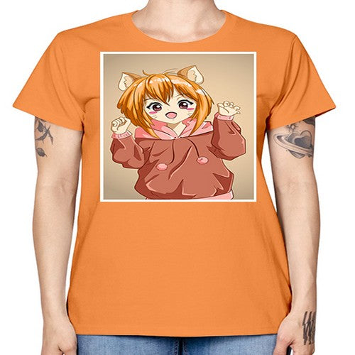 Cute little girl with accessories cat cartoon 170# - anime -  Missy T-Shirt