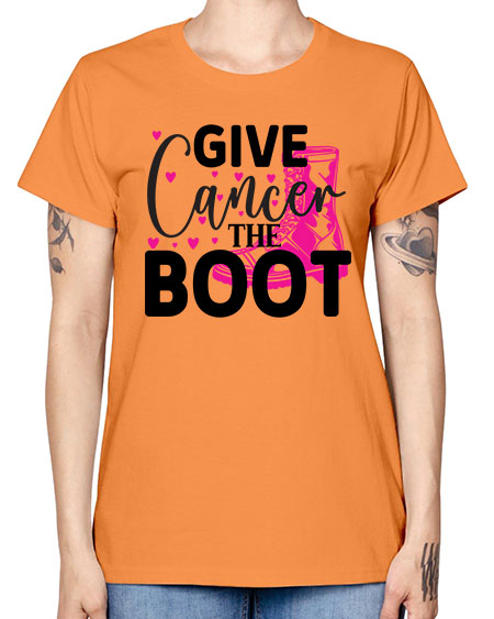 Give Cancer the Boot 24# - breast cancer -  Missy T-Shirt