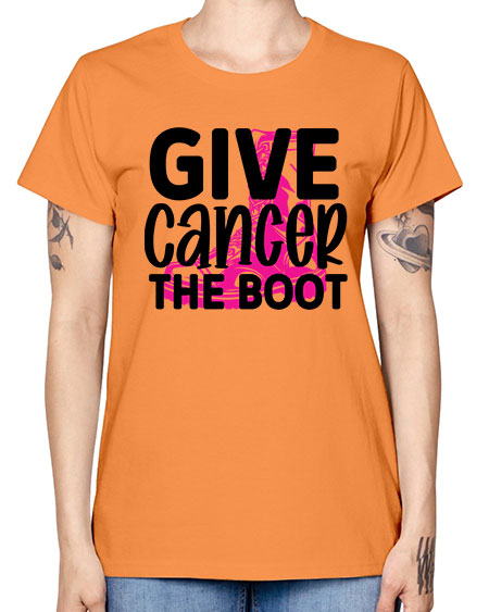 Give Cancer the Boot 25# - breast cancer -  Missy T-Shirt