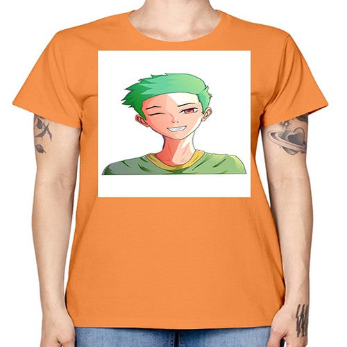 Handsome boy green hair wearing green shirt 35# - anime -  Missy T-Shirt