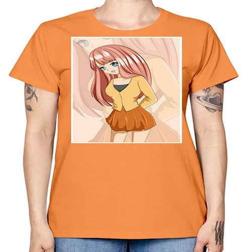 Happy beautiful and cute girl pink long hair 5# - anime -  Missy T-Shirt