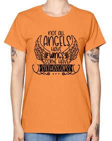 Not All Angels Have Wings Some Have Stethoscopes Style Style 1135# - nurse -  Missy T-Shirt